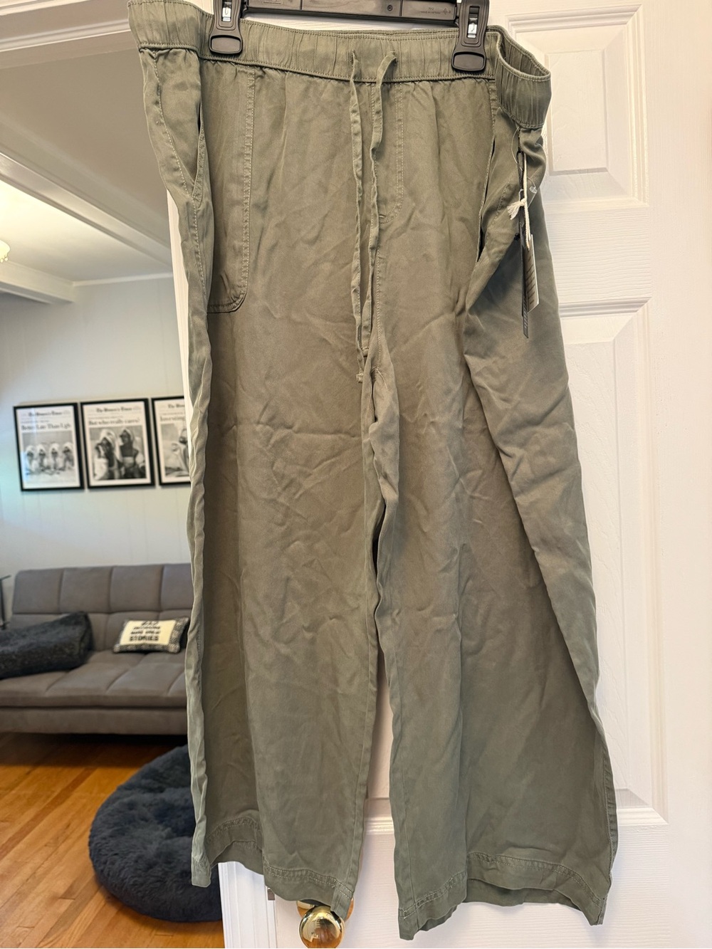 Jones New York Olive Cargo Wide-Leg Pants